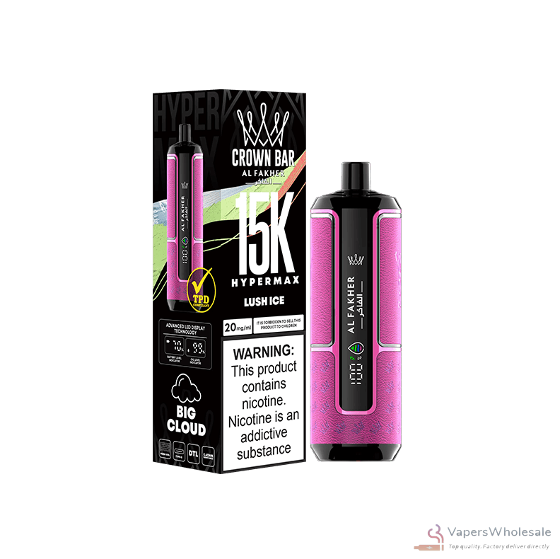 Alfakher Crown Bar 15000 Hyper Max Disposable Vape - 15K Puffs & 22mL Capacity - Imagem 5
