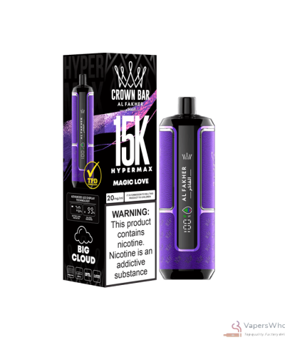 Alfakher Crown Bar 15000 Hyper Max Vape jetable - 15K bouffées et capacité de 22mL