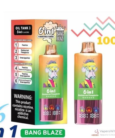 Bang Blaze 100K Puffs 6 em 1 Vape - Tanques triplos, sabores ricos
