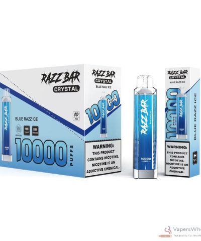 Vue alternative de Razz Bar Crystal 10000 Puffs Rechargeable Vape - Salt Nicotine 0%/2%, 16 Flavors