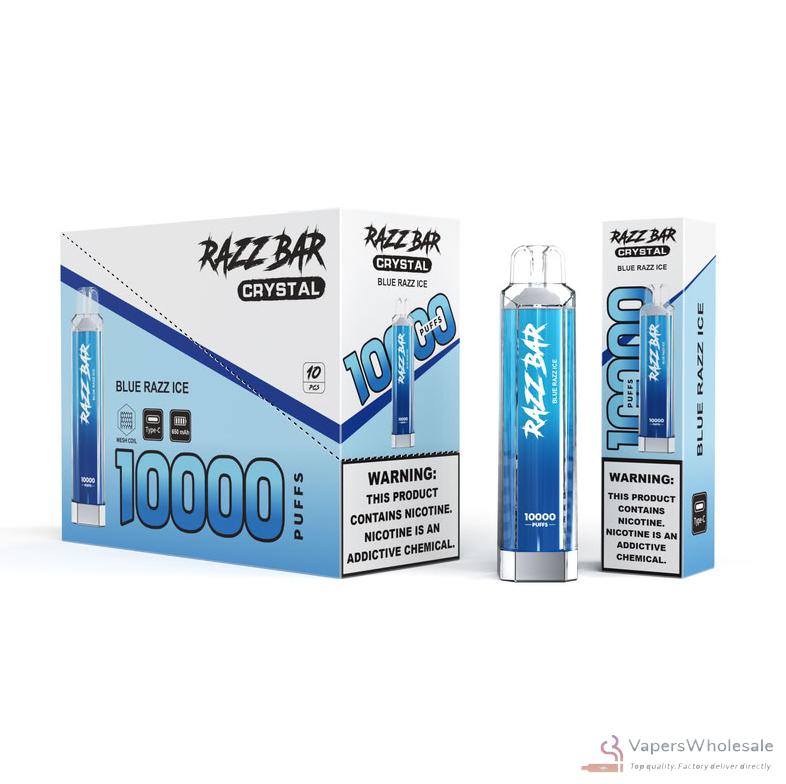 Razz Bar Crystal 10000 Puffs Rechargeable Vape - Salt Nicotine 0%/2%, 16 Flavors - Obraz 2