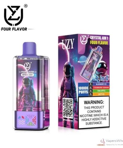 Vista alternativa do UZY Crystal 4 in 1 Disposable Vape - Quad Flavor, 100000 Puffs, Premium Vaping