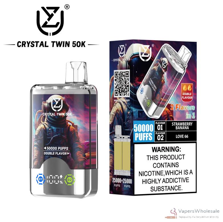UZY Crystal Twin 50000 Disposable Vape - 50K Puffs Dual Flavor Rechargeable - Vaizdas 2