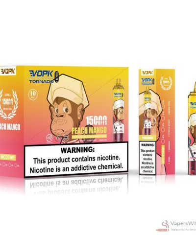Caneta Vape descartável VOPK Tornado 15000 - 15000 baforadas, 25 ml, fluxo de ar ajustável